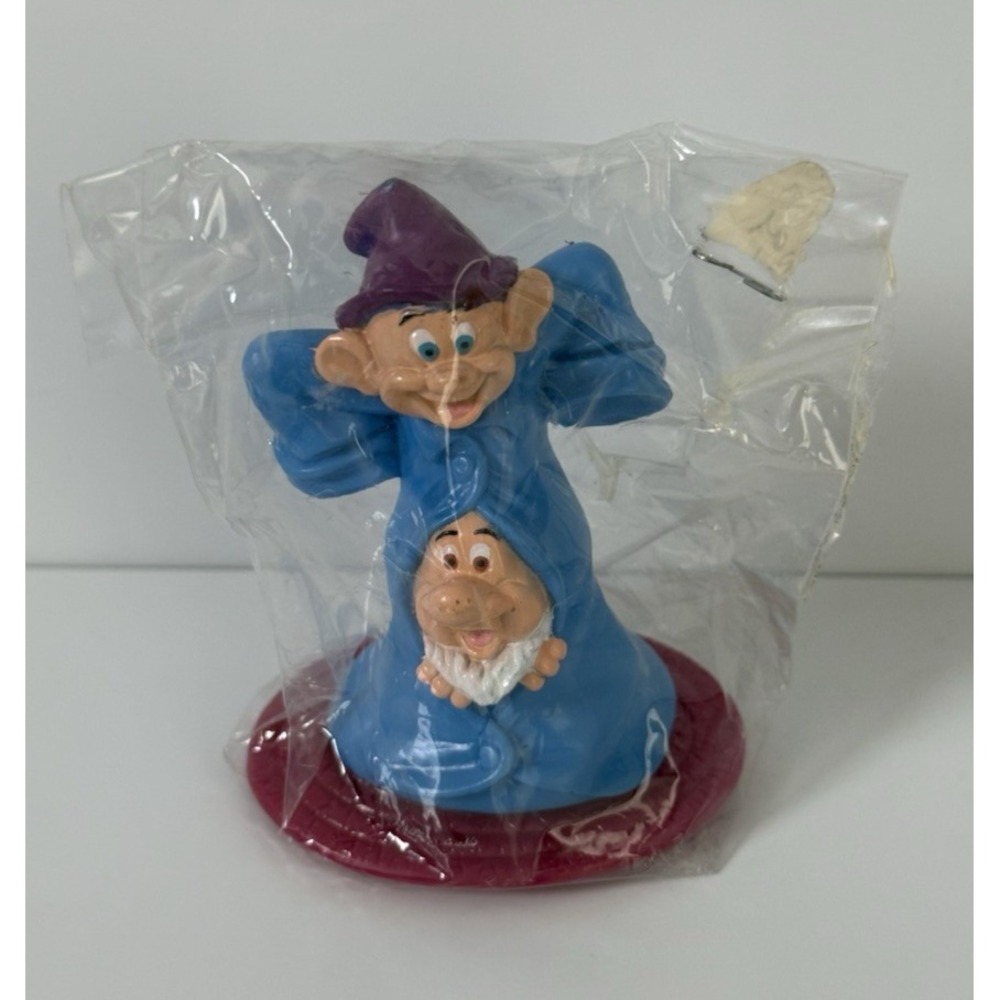 Vintage Dopey Doc Spinning Figure Walt Disney Snow White Cake Topper 3.25"